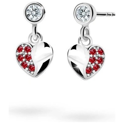 Danfil detské náušnice srdiečka C2160 z bieleho zlata ruby dark balónik