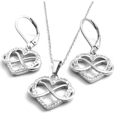 Steel Jewelry set náhrdelník a náušnice srdce s nekonečnem z chirurgické oceli SET180469 – Zbozi.Blesk.cz