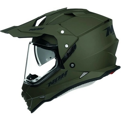 NOX přilba OFFROAD / TRAIL DUOSPORT (DUAL) N312 SOLID s plexi a hledím barva zelená mat (khaki) velikost S