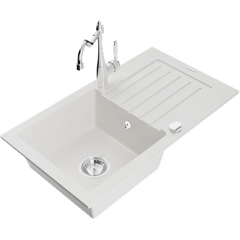 Mexen Pablo гранитна мивка с 1 отделение с отцедник и кухненски смесител (6510-20-670700-00)