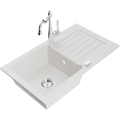 Mexen Pablo гранитна мивка с 1 отделение с отцедник и кухненски смесител (6510-20-670700-00)