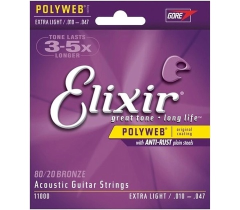 Elixir 010-047 Polyweb 80/20 Bronze Extra Light 11000