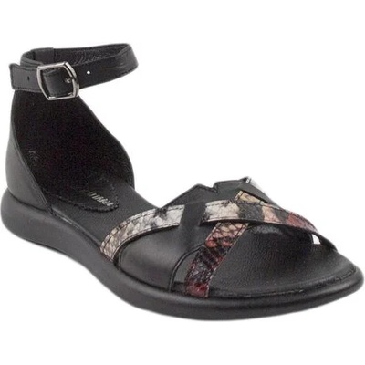 Български обувки Черни дамски сандали естествена кожа c140-1492