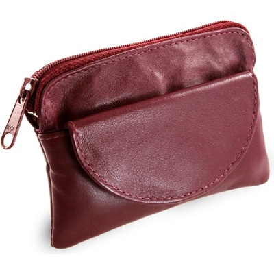 Kľúčenka Arwel Burgundy kožená so zipsovým a poklopovým vreckom 619-0365-34