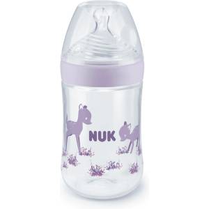 Nuk Шише NUK - Nature Sense, Temperature Control, РР, 260 ml, силиконов биберон M, лилаво (old- 10741963-purple)