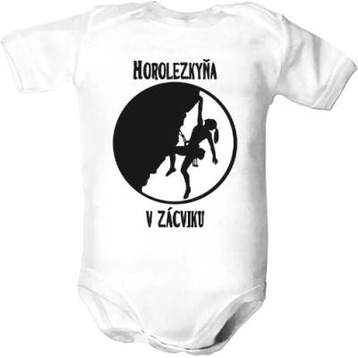 T shock Dětské body s potlačou Horolezkyňa v zácviku body dětské Bílá