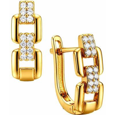 Zlaton Náušnice žluté zlato s kamenem osazené zirkony visací 1.5cm 2.2g N11092500808