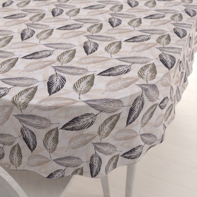 Biante Dekoračný oválny obrus PML-056 Zeleno-čierne listy na béžovom 140x180 cm