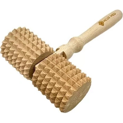 Dřevěný masážní přístroj na tělo | Acus Med dvojitý váleček proti celulitidě s rukojetí