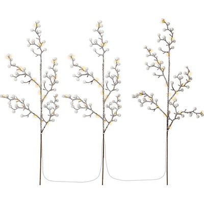 Goobay Set of 3 light trees with 75 LEDs white-brown 1 m,Standing Box with timer function warm white 3000 K ,b