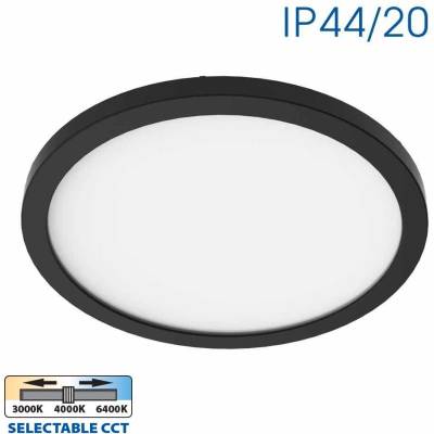 VIVALUX LED ПЛАФОНИЕРА NEBULA С ИЗБОР НА МОЩНОСТ 12W/18W/24W 3xCCT Ø300x17мм IP44 ЧЕРНО (VIV004813)
