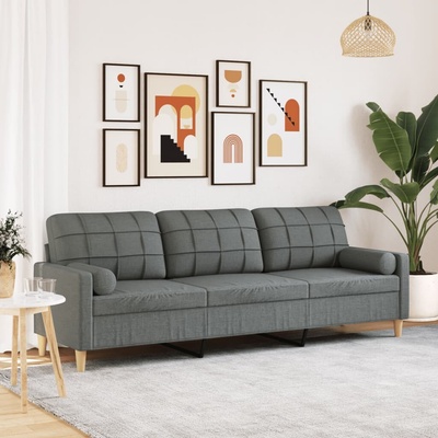 vidaXL 3místná pohovka s polštáři tmavě šedá 210 cm textil 11461.3278202