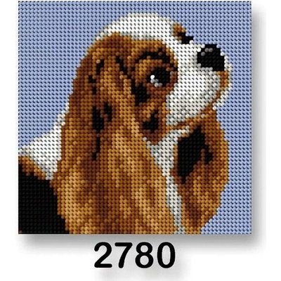 VTC Vyšívací předloha 70244 2780 King Charles Spaniel, pes na modré 15x15cm