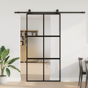 vidaXL Плъзгаща се врата с комплект обков Черно 102, 5x205 cm (3375965)