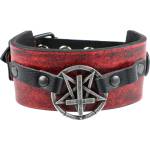 Leather & steel fashion Гривна Pentagram кръст - червен - LSF1 58