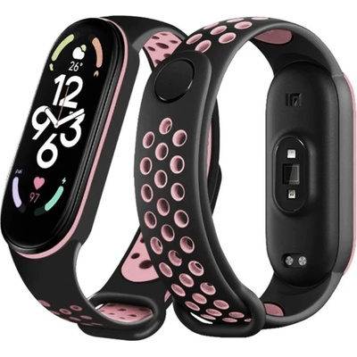 Planet Tech 111`Каишка за Xiaomi Mi Band М3, М4, M5, M6, M7 фитнес гривна, Черно розова (MiBand1-8)