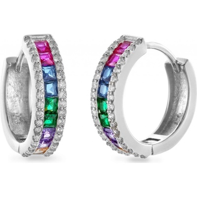 Again Jewelry strieborné kruhové náušnice s kubickými zirkónmi AJNS0046