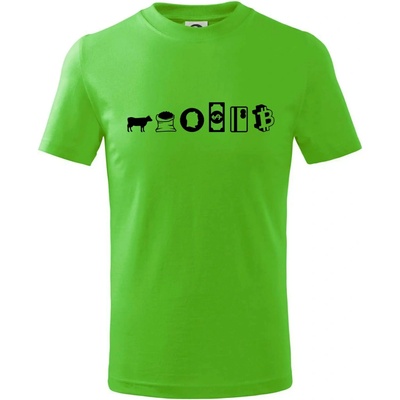 Evolúcia peňazí Bitcoin tričko detské Apple Green