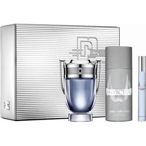 Paco Rabanne Invictus Подаръчен комплект, Тоалетна вода 100ml + Тоалетна вода 10ml + Део спрей 150ml, мъже