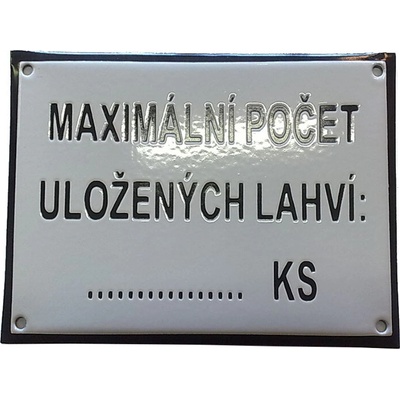 Tabulka s nápisem |MAXIMÁLNÍ POČET UL. LAHVÍ| - smaltovaná A5
