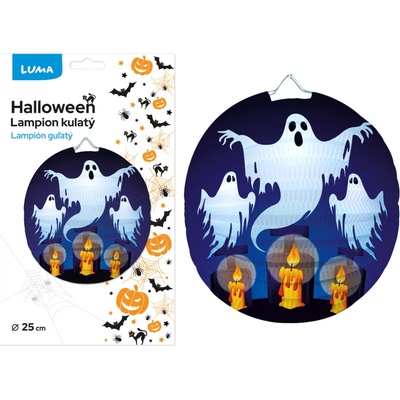 Lampion 25cm kulatý HALLOWEEN duch LUMA – Zboží Dáma