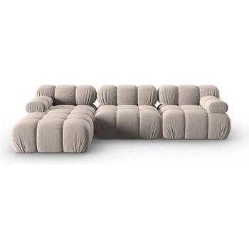 Micadoni Светлокафяв кадифен модулен ъглов диван (ляв ъгъл) Bellis - Micadoni (MIC_SET5L_2_F1_BELLIS7)