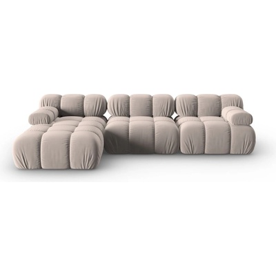 Micadoni Светлокафяв кадифен модулен ъглов диван (ляв ъгъл) Bellis - Micadoni (MIC_SET5L_2_F1_BELLIS7)