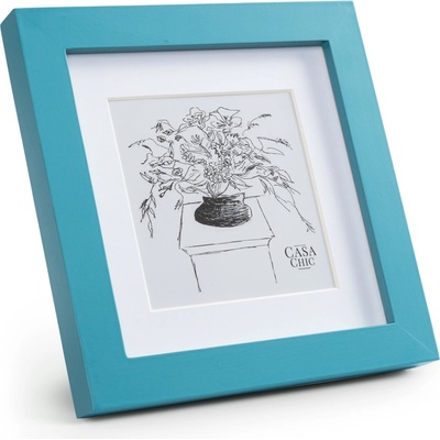 Casa Chic Clapton, rám na obrázky, štvorcový, fotky 15 x 15 cm, pasparta, sklo (CL-6X6-TEAL)