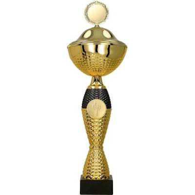 Kovový pohár s poklicí Zlato-černý Výška: 35 cm Průměr: 14 cm