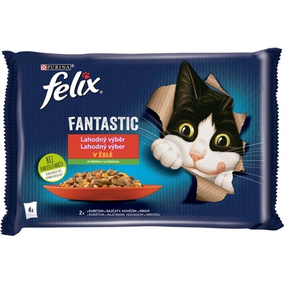 Felix Fantastic s kuřetem a hovězím v želé 4 x 85 g