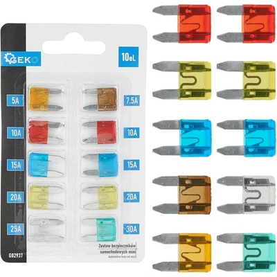 Sada Mini Pojistek do Automobilů 10 ks – Geko G02937