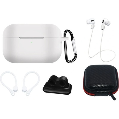 HQWear Комплект кейс HQWear Silicone Case за AirPods Pro 2 / AirPods Pro 1, калъф, приставка за ухо, връзка за врата, държач за каишка на часовник, бял (KXG0063170)