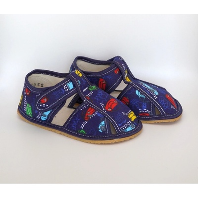 Barefoot papuče Baby Bare Navy Cars