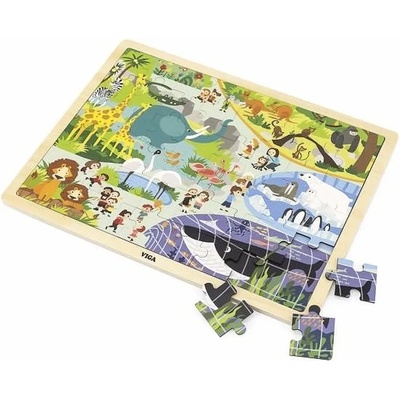 Viga Toys Детски пъзел Viga - Зоопарк, 48 части (44587)