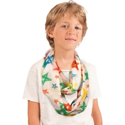 Детски памучен шал mess se0499, 50х160 см, Червени звезди