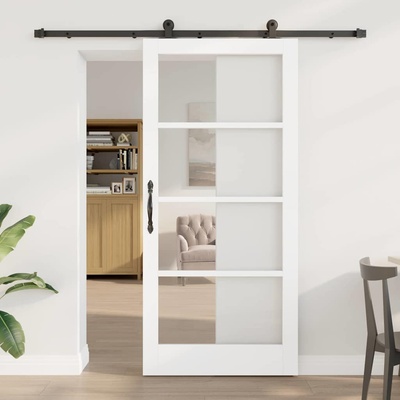 vidaXL Преплъзваща се врата ORKDAL 93 x 202 см Бяло и черно (3332036)