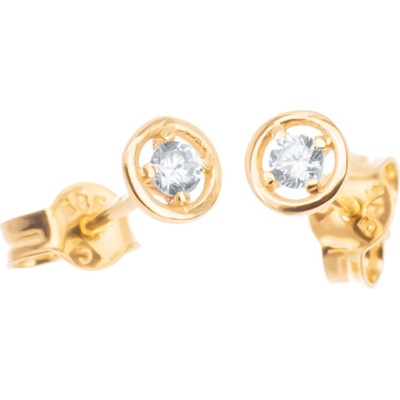 Argento Zlaté náušnice - číry okrúhly zirkón, priemer 2 mm 6A014
