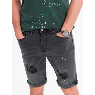 Ombre Clothing Pánske džínsové šortky Connere šedá