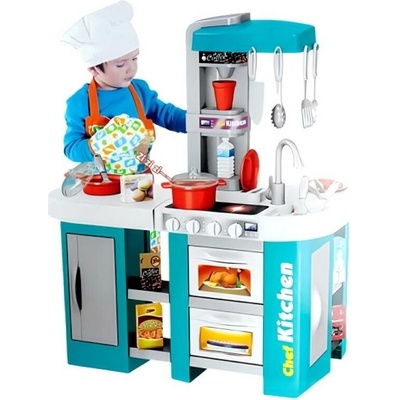iMex Toys Velká dětská kuchyňka s tekoucí vodou a lednicí tyrkysová