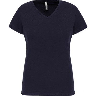 Kariban v-neck k3015 / Дамска еластична тениска с къс ръкав - тъмносиня l (20301500303)