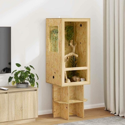 VidaXL terárium z OSB hnědé s teploměrem 50 x 50 x 100 cm 9799.876734