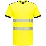 Portwest hi-vis pw3 pw318 / Мъжка светлоотразителна риза с къс ръкав - hv жълто/черно s (pw318ybrs)