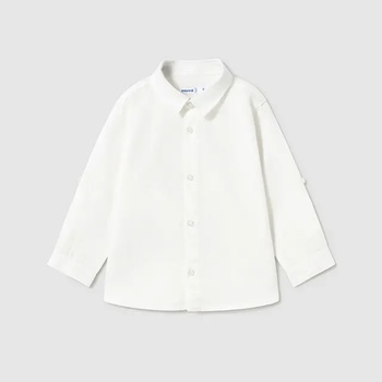 MAYORAL Риза дълъг ръкав лен класическа яка в бял цвят за мини момче Майорал