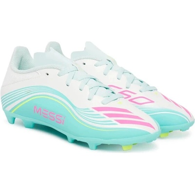 adidas F50 Messi Club Jr FG/MG cloud white/lucid pink/flash aqua Biela