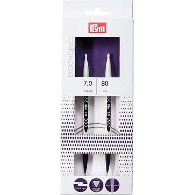 Prym pletací jehlice PRYM ERGO 215810, ergonomické plastové, kruhové, 1 kus, délka 80cm, velikost 7mm