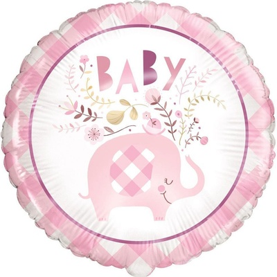 GoDan Nafukovací balónek Baby Květiny a slon růžová