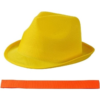 Letný žltý klobúk s čiernym lemom