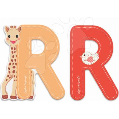 Janod drevené písmeno R Sophie The Giraffe oranžové červené