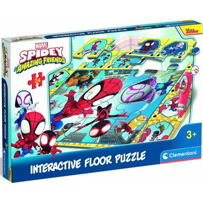 CLEMENTONI Podlahové s interaktivním perem Spidey a jeho úžasní přátelé 24 dílků