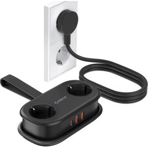 ORICO APP 15.5W 5в1 Разклонител 2x AC + 2x USB-A + 1x USB-C - Черен (ORICO-AP3-2A2U1C-PRO-EU-BK)